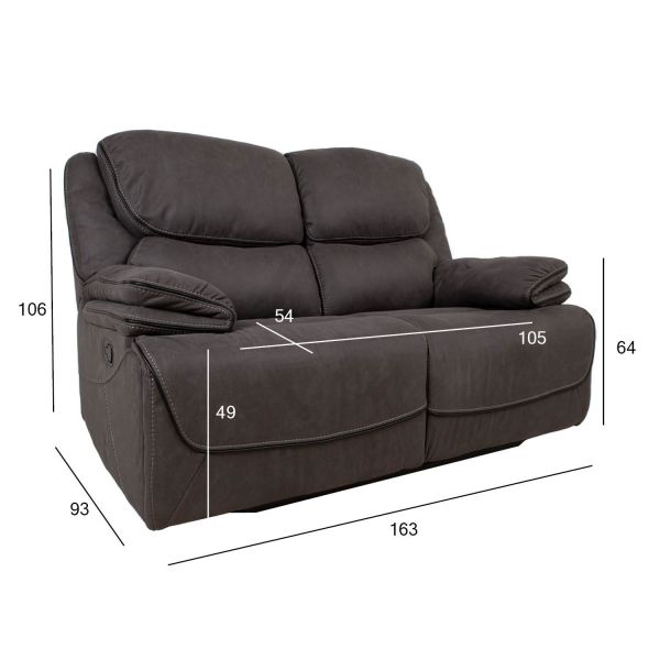 Gordy 2-istuttava recliner sohva, harmaa - Mööpeli.com