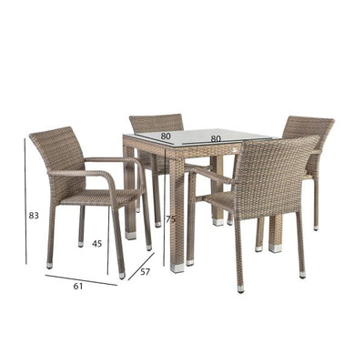 Larache parvekesetti, pöytä ja 4 tuolia - Mööpeli.com