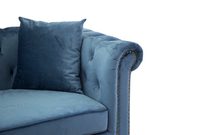 Samettinen 3-istuttava sohva sininen