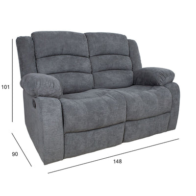 Malina 2-istuttava recliner sohva, tumma harmaa