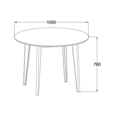 Roxby ruokapöytä Ø 105 cm, tammen sävy - Mööpeli.com