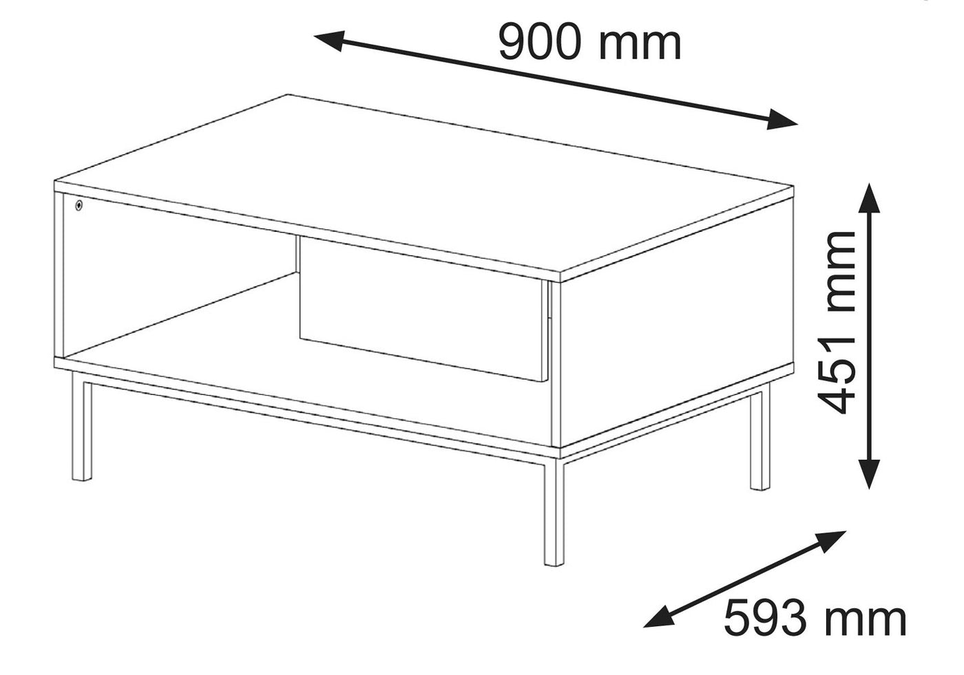 Ravenna F sohvapöytä 90x60cm, musta/tammi/kulta