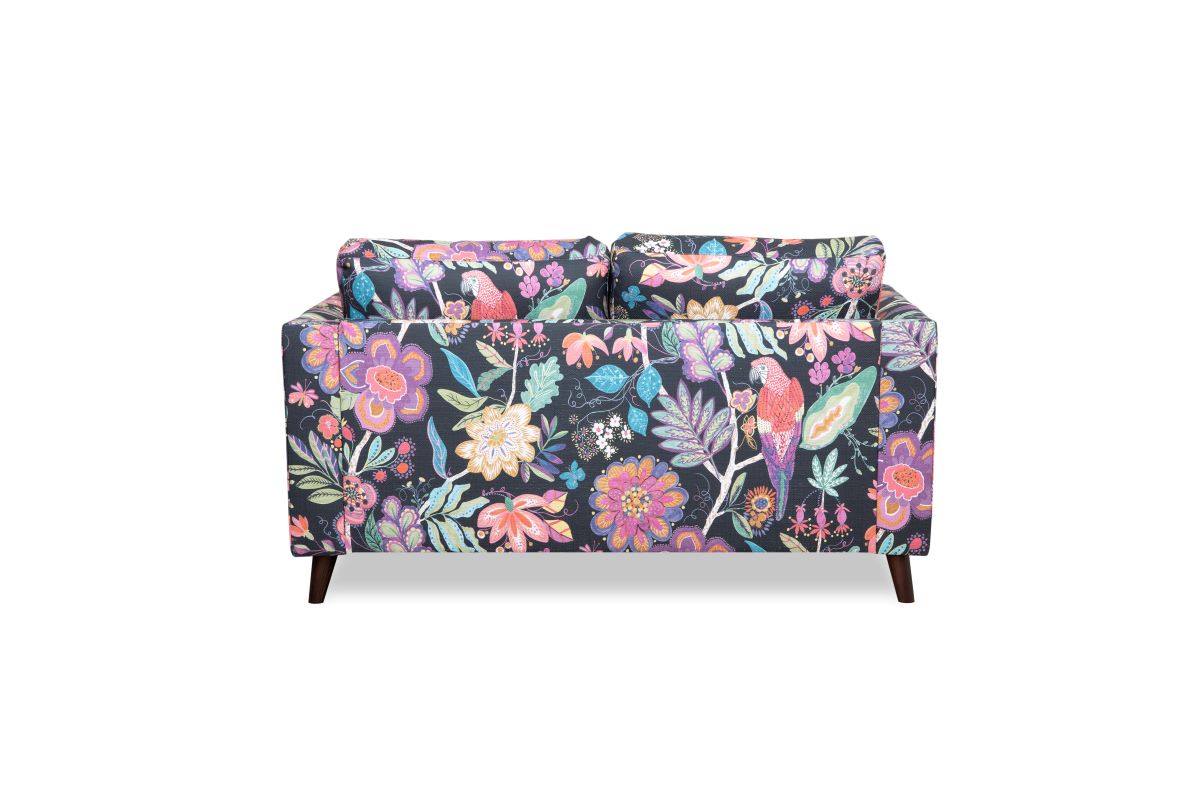 Victoria 2-istuttava sohva, musta / kukkakuosi