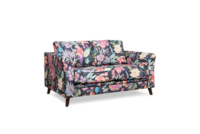 Victoria 2-istuttava sohva, musta / kukkakuosi - Mööpeli.com