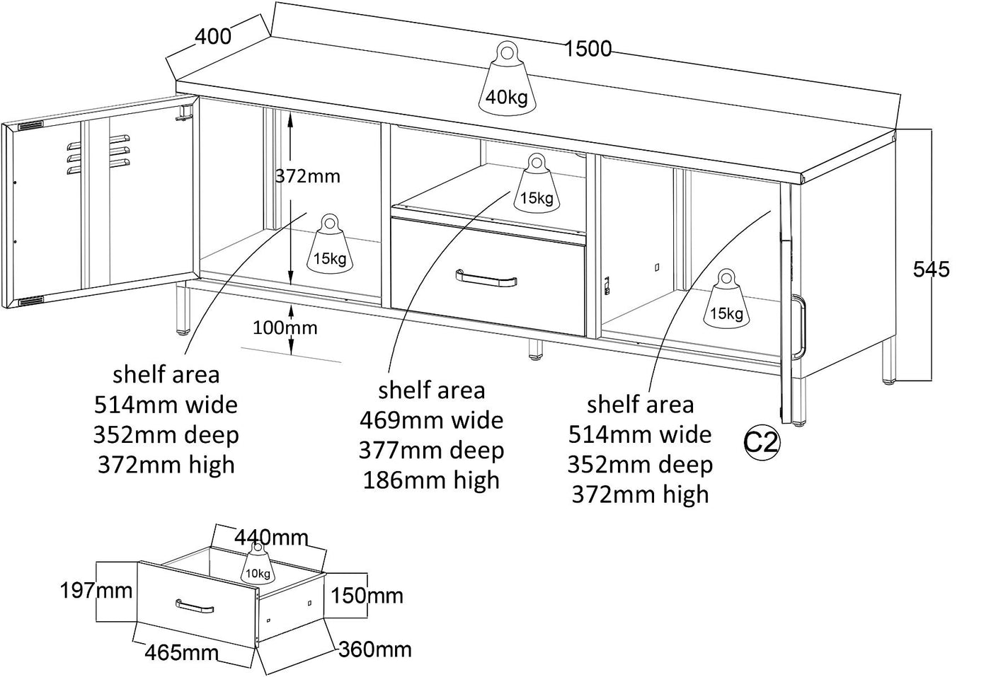 Carbon tv-taso 150 cm, musta - Mööpeli.com