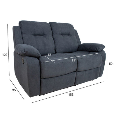 Dixon 2-istuttava recliner sohva, harmaa - Mööpeli.com