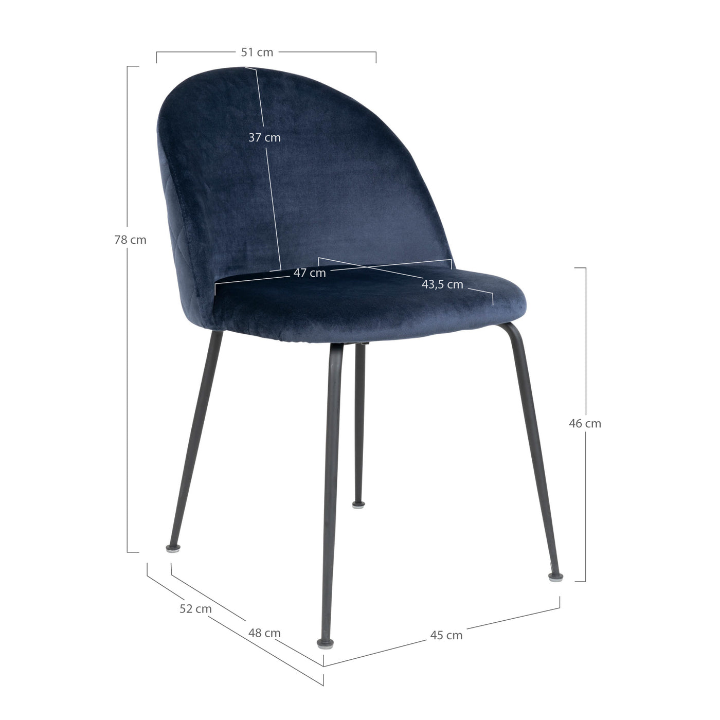 Geneve tuoli, sininen sametti