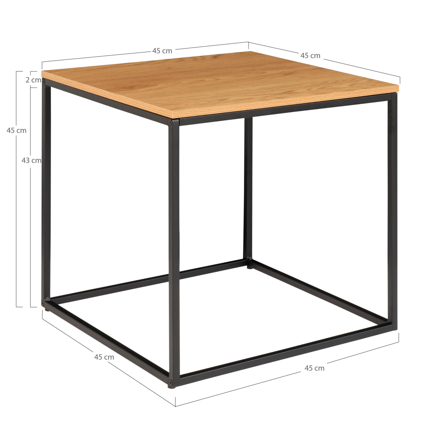 Vita sivupöytä 45 x 45 cm, tammi / musta - Mööpeli.com