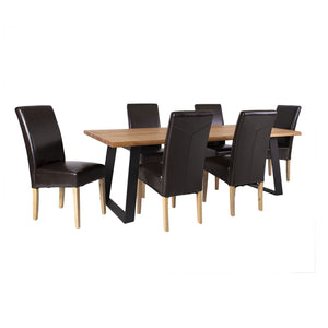Rotterdam rustiikkinen ruokaryhmä, pöytä 220 cm ja 6 tuolia, tammi - Mööpeli.com