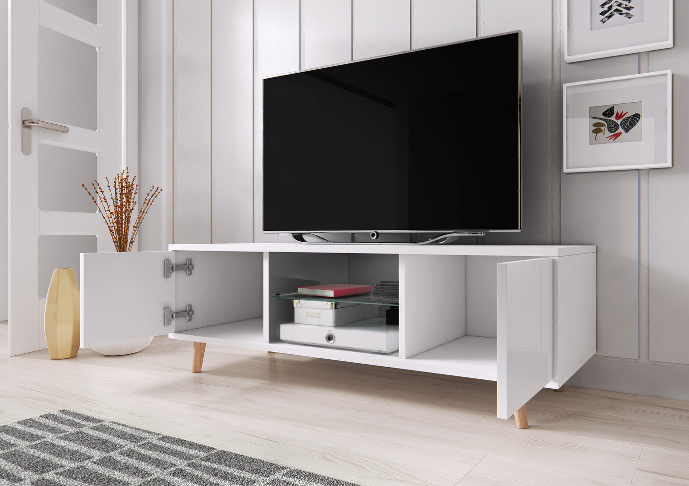 Sweden tv-taso 140cm LED-valolla, kolme eri väriä - Mööpeli.com