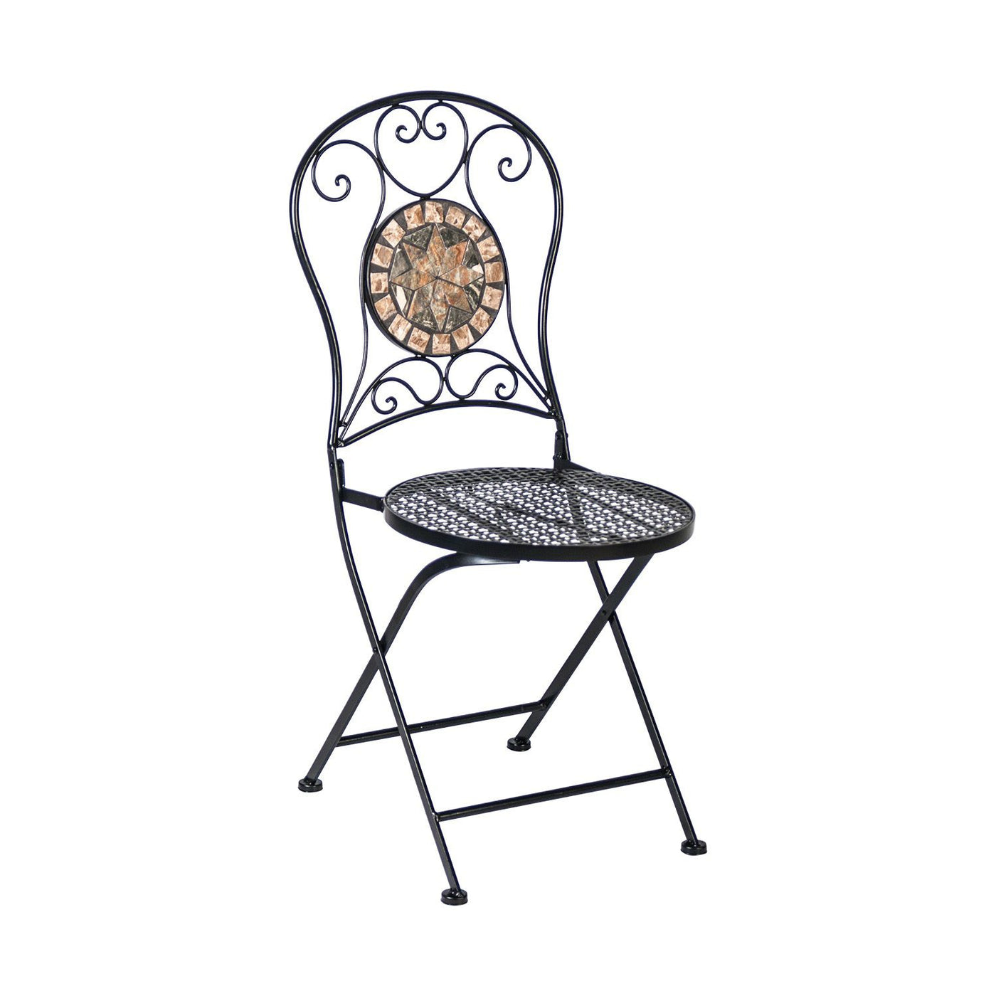 Mosaic parvekesetti, pöytä ja 4 taitettavaa tuolia pyöreällä selkänojalla - Mööpeli.com