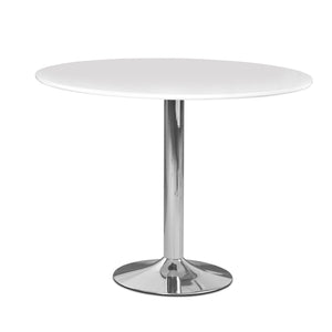 Rondo ruokapöytä 100cm pyöreä, valkoinen/kromi - Mööpeli.com